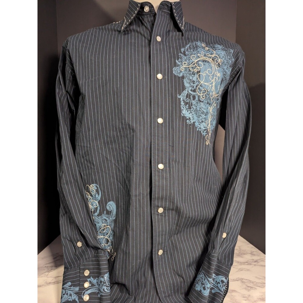 Brooks and Dunn Collection panhandle slim Blue Western Shirt Men Size Medium LS